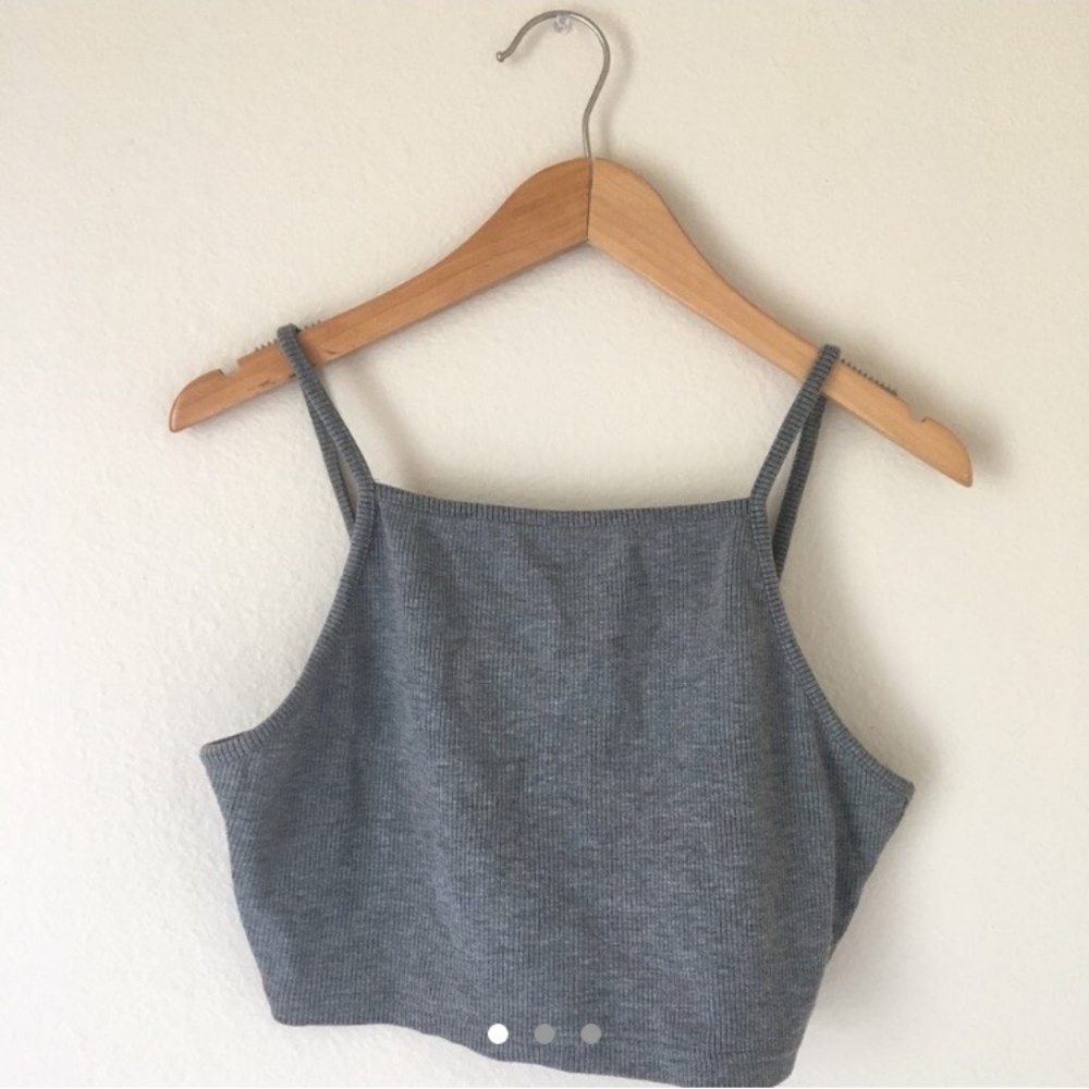 💛Topshop Ribbed Grey Square Neck Crop Top